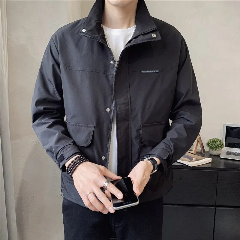 Xituodai 2022 Spring New Men's Stand Collar Thin White Jacket Korean Style Fashion Casual Solid Color Jacket Male Trend Brand Co