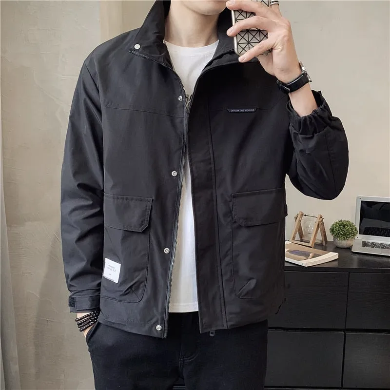 Xituodai 2022 Spring New Men's Stand Collar Thin White Jacket Korean Style Fashion Casual Solid Color Jacket Male Trend Brand Co