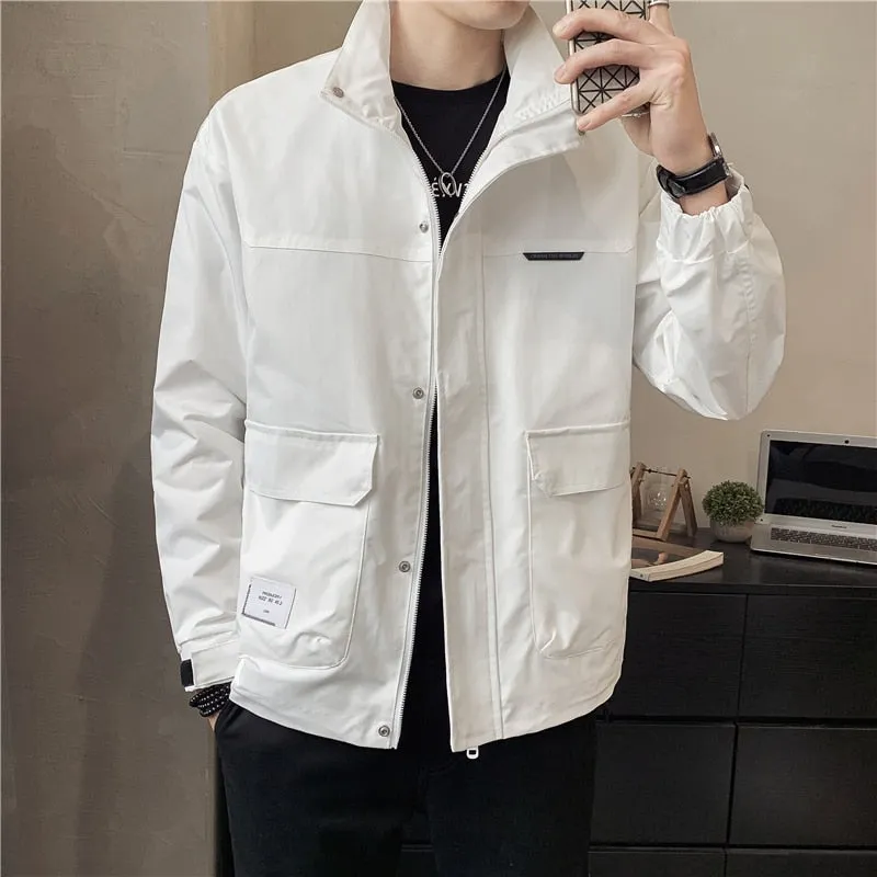 Xituodai 2022 Spring New Men's Stand Collar Thin White Jacket Korean Style Fashion Casual Solid Color Jacket Male Trend Brand Co