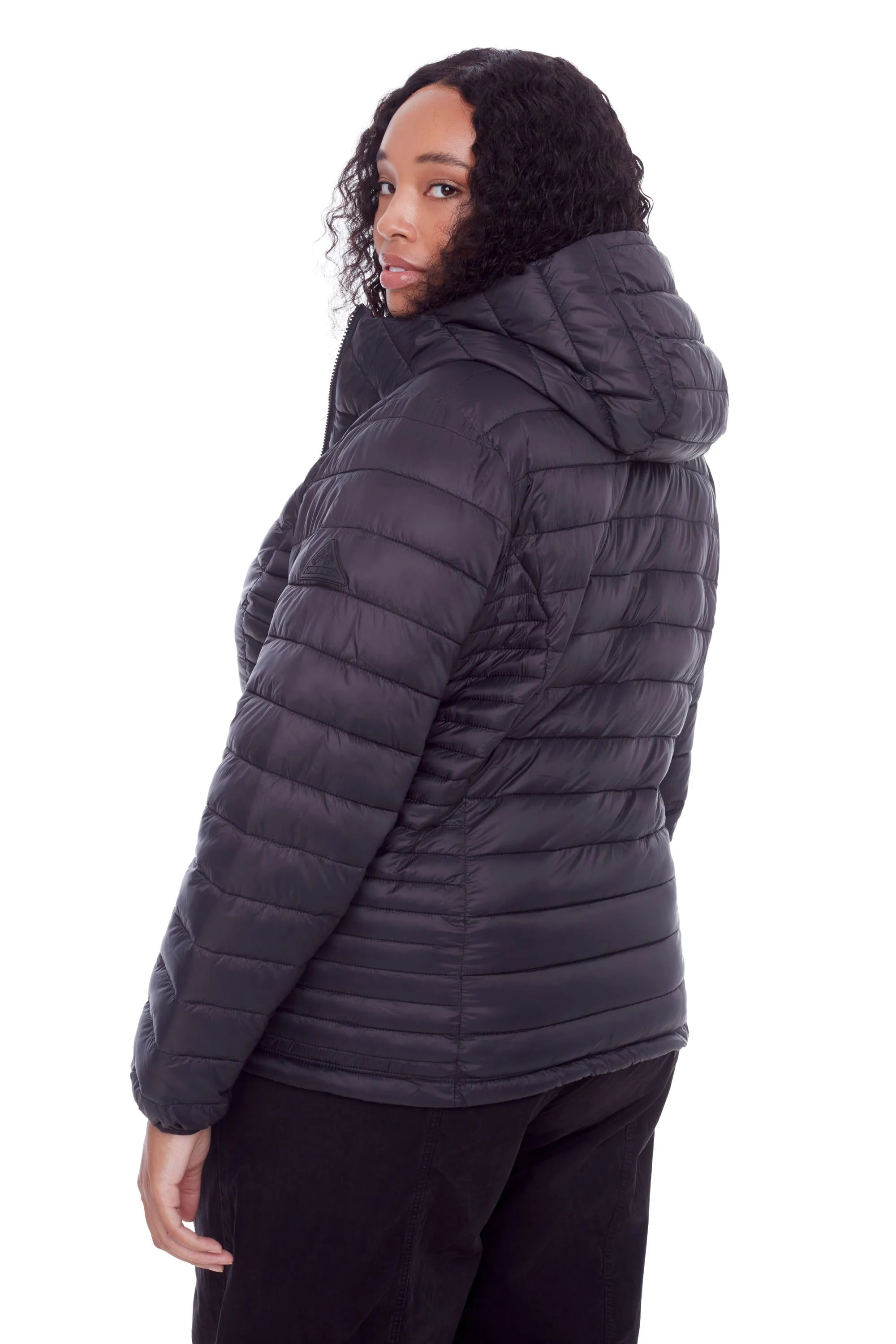 YOHO PLUS | WOMEN'S VEGAN DOWN (RECYCLED) LIGHTWEIGHT PACKABLE PUFFER, BLACK (PLUS SIZE)