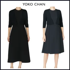 YOKOCHAN  |Casual Style Cropped Long Sleeves Plain Party Style