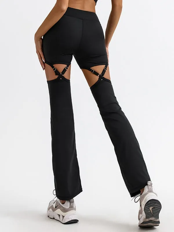 ZASUWA Female Cross Cutout Flare Leggings